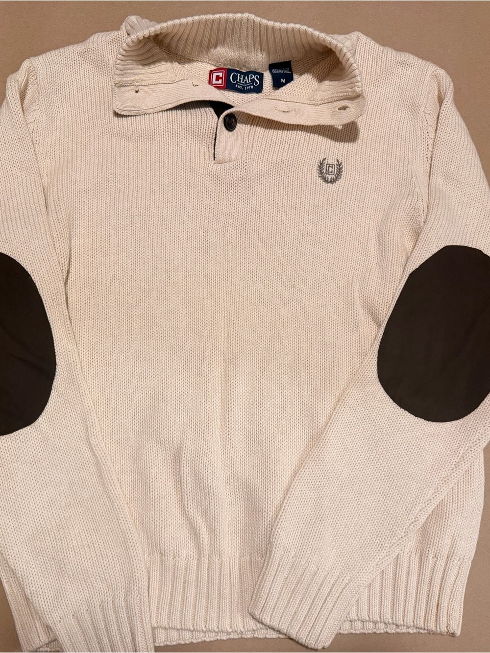 Chaps Men's Cream Zip-Front Knit Sweater